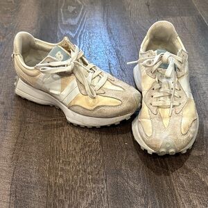 New Balance Cream and White 327 Sneakers
